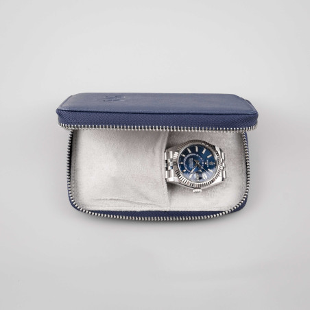 Saffiano Zip Case – Skladné kožené pouzdro na hodinky se zipem