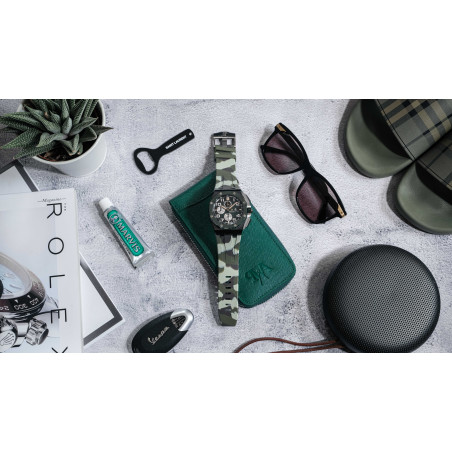 Saffiano Zip Case – Skladné kožené pouzdro na hodinky se zipem